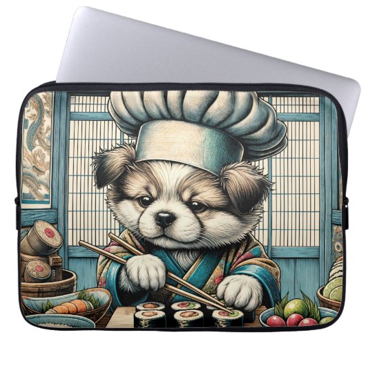 Adorable Sushi Koch Puppy Laptopschutzhülle (Vorderseite)