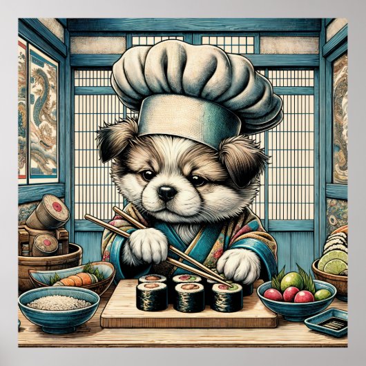 Adorable Sushi Koch Puppy Poster (Vorne)