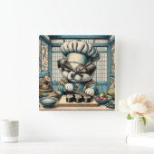 Adorable Sushi Koch Puppy Quadratische Wanduhr (Zuhause)