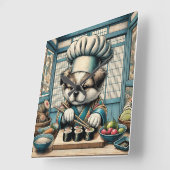 Adorable Sushi Koch Puppy Quadratische Wanduhr (Winkel)