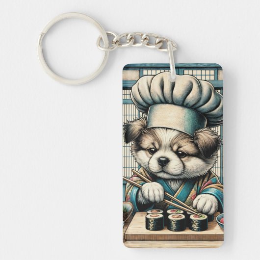 Adorable Sushi Koch Puppy Schlüsselanhänger (Vorderseite)