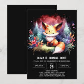 Adorable Sweet Fox Geburtstag digital Einladung (Vorne/Hinten)