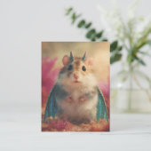 Adorable Sweet Hamster Dragon with Horns Postkarte (Stehend Vorderseite)