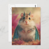 Adorable Sweet Hamster Dragon with Horns Postkarte (Vorne/Hinten)