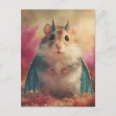 Adorable Sweet Hamster Dragon with Horns Postkarte (Vorderseite)