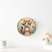 Adorable Tabby Cat in Blossom Garden 8" Round Acry Runde Wanduhr (Zuhause)