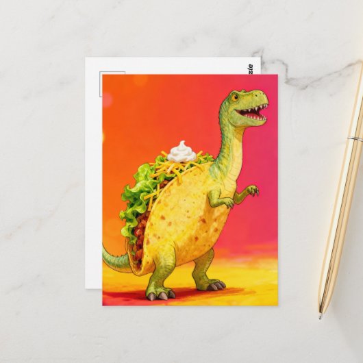 Adorable Taco Dino Postkarte (Vorderseite/Rückseite Beispiel)
