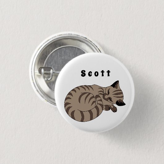 Adorable Tan Tabby Kitten Schlafname Tag Button (Vorne & Hinten)