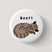 Adorable Tan Tabby Kitten Schlafname Tag Button (Vorderseite)