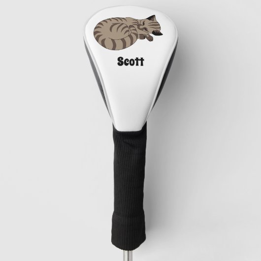 Adorable Tan Tabby Kitten Schlafname Tag Golf Headcover (Vorderseite)
