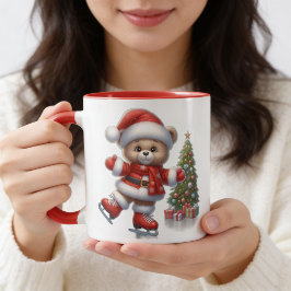Adorable taza con osito y árbol de Navidad  Tasse