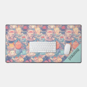 Adorable Tea Party Doodle Collage, Schreibtischunterlage (Tastatur & Maus)