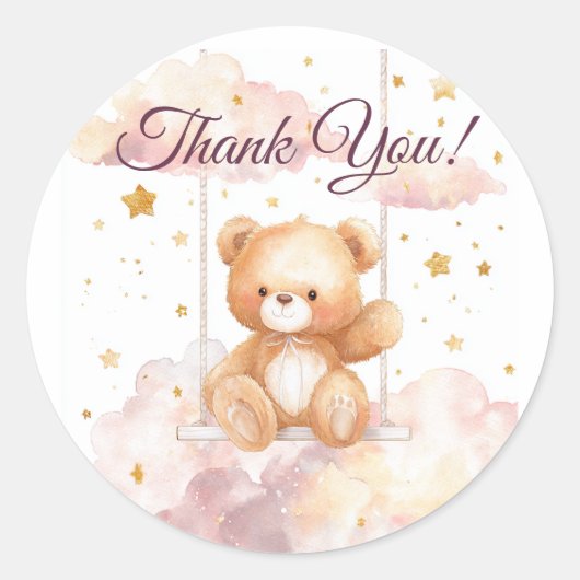Adorable Teddy Bär - Danke Sticker (Vorderseite)