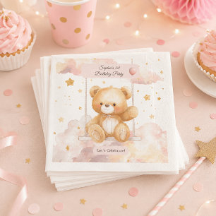 Adorable Teddy Bär Geburtstag - Custom Untersetzer Serviette