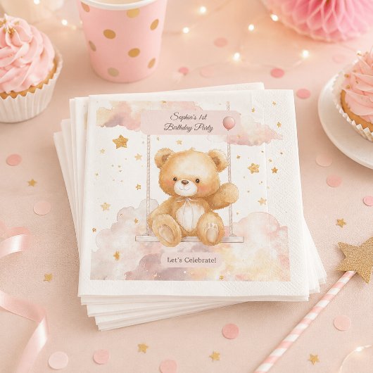 Adorable Teddy Bär Geburtstag - Custom Untersetzer Serviette
