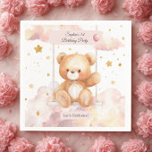 Adorable Teddy Bär Geburtstag - Custom Untersetzer Serviette