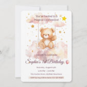 Adorable Teddy Bear 1. Geburtstag - Custom Einladung (Vorderseite)
