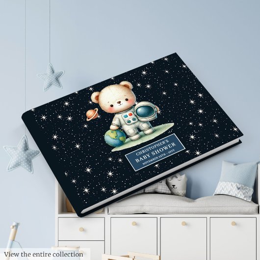 Adorable Teddy Bear Astronaut Gästebuch für Jungen