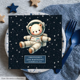 Adorable Teddy Bear Astronaut Napkins Baby Dusche Serviette