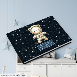 Adorable Teddy Bear Astronautin Baby Dusche Gästebuch