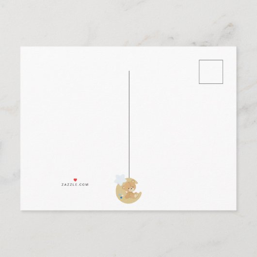 Adorable Teddy Bear Baby Boy Birth Stats Ankündigungspostkarte (Rückseite)