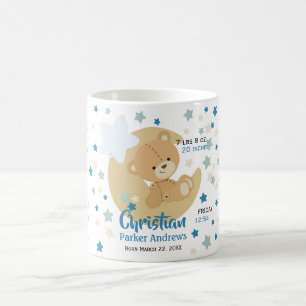 Adorable Teddy Bear Baby Boy Birth Stats Kaffeetasse
