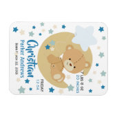 Adorable Teddy Bear Baby Boy Birth Stats Magnet (Horizontal)