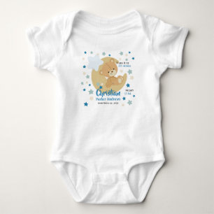 Adorable Teddy Bear Baby Boy Birth Stats Strampler