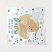 Adorable Teddy Bear Baby Boy Birth Stats Wandteppich (Vorderseite (Horizontal))