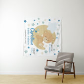 Adorable Teddy Bear Baby Boy Birth Stats Wandteppich (Beispiel (Horizontal))