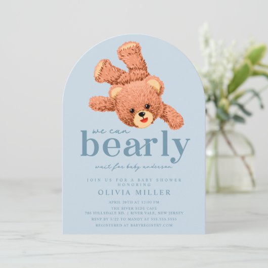 Adorable Teddy Bear Baby Dusche Einladung (Stehend Vorderseite)