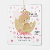 Adorable Teddy Bear Baby Girl Birth Stats Keramikornament (Links)
