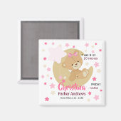 Adorable Teddy Bear Baby Girl Birth Stats Magnet (Vorderseite/Rückseite)