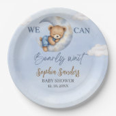 Adorable Teddy Bear Baby shower boy Pappteller (Vorderseite)