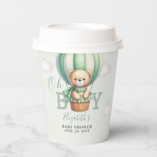 Adorable Teddy Bear Baby Shower Boy Party Pappbecher (Vorderseite)