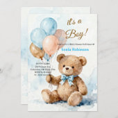 Adorable Teddy Bear Baby Shower Invitation Einladung (Vorne/Hinten)