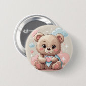 Adorable Teddy Bear Baby - Soft Pastell Design Button (Vorne & Hinten)