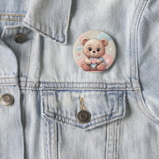 Adorable Teddy Bear Baby - Soft Pastell Design Button (Beispiel)