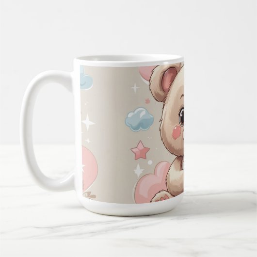 Adorable Teddy Bear Baby - Soft Pastell Design Kaffeetasse (Links)