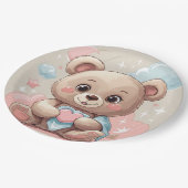 Adorable Teddy Bear Baby - Soft Pastell Design Pappteller (Schrägansicht)