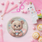 Adorable Teddy Bear Baby - Soft Pastell Design Pappteller (Party)