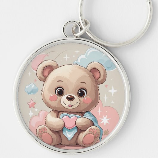 Adorable Teddy Bear Baby - Soft Pastell Design Schlüsselanhänger (Vorne)