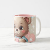 Adorable Teddy Bear Baby - Soft Pastell Design Zweifarbige Tasse (VorderseiteRechts)