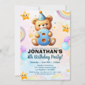 Adorable Teddy Bear Birthday 8 for boy's Einladung (Vorderseite)