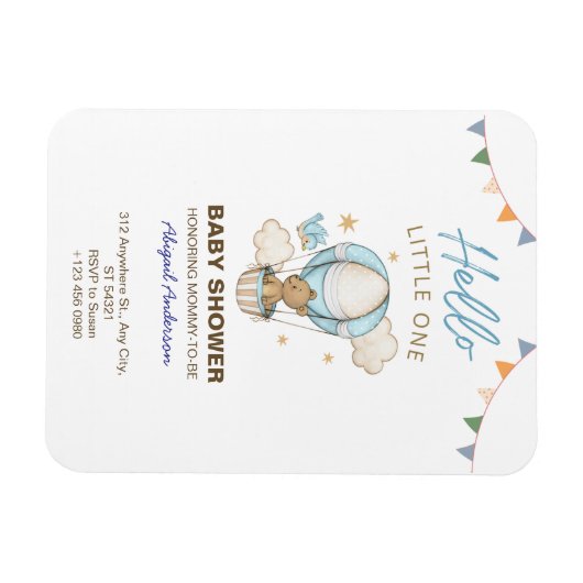 Adorable Teddy Bear Boy Kid Baby Shower Invitation Magnet (Horizontal)