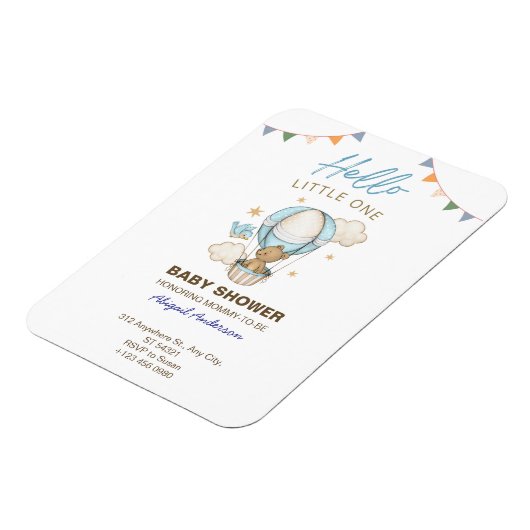 Adorable Teddy Bear Boy Kid Baby Shower Invitation Magnet (Linke Seite)