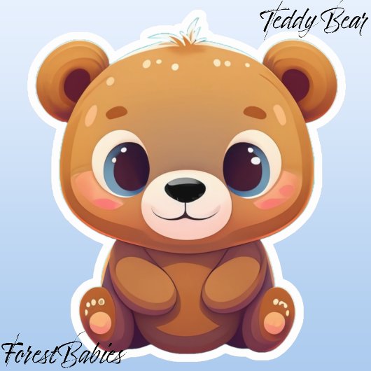 Adorable Teddy Bear Cub Animal Cartoon Graphic 🧸 Aufkleber