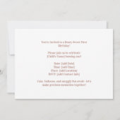 Adorable Teddy Bear First Birthday Invitation Einladung (Rückseite)