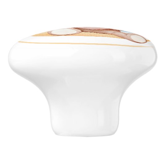 Adorable Teddy Bear & Half Moon Keramikknauf (Seitenansicht)