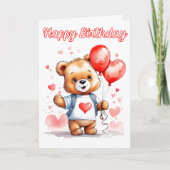 Adorable Teddy Bear Happy Birthday Karte (Vorderseite)